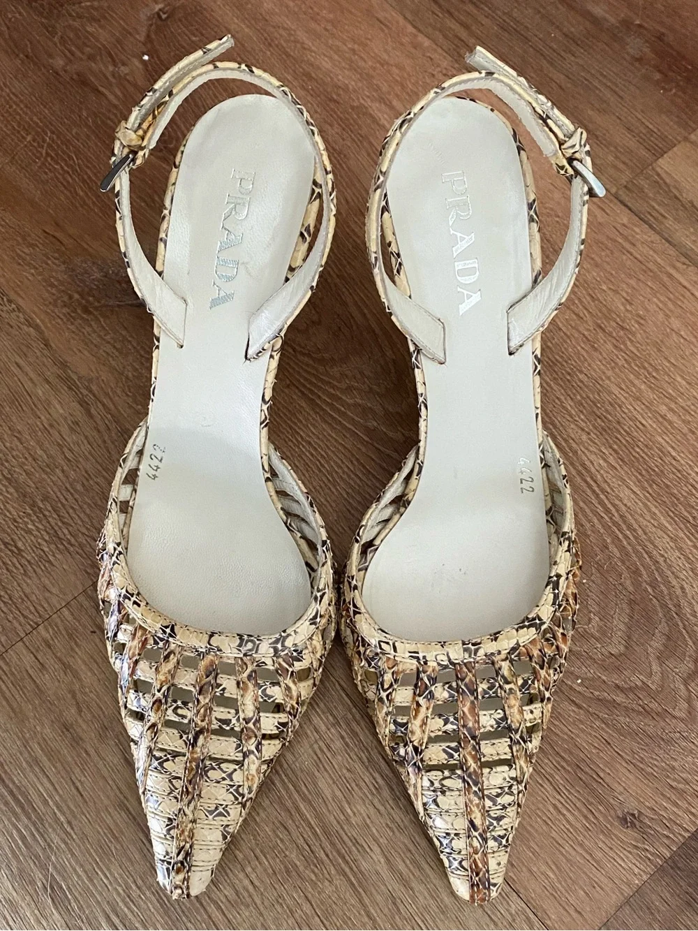 Prada Women's Beige Slingback Heels